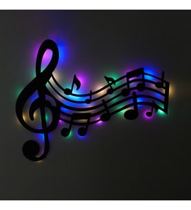 Lucenda Led Işıklı Sol Anahtarı Ve Notalar Müzik Temalı Tablo Duvar Dekorlu Gece Lambası
