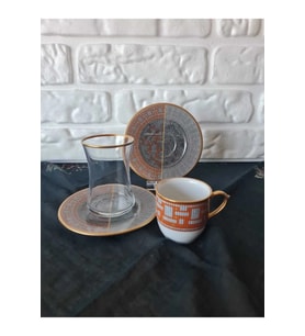 KONYAX HONEY 6 KİŞİLİK 18 PARÇA TÜRK KAHVE VE ÇAY TAKIMI