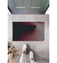Dekoratif Dijital 3D Spiral Siyah-Pembe Kapı Paspası Dış Mekan Paspas (Krem)