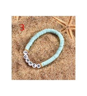 Summer ( Yaz) Yazısı Detaylı, Çok Şık Turkuaz Renk Polimer Kil Bileklik  Handmade > Yaz Bilekliği