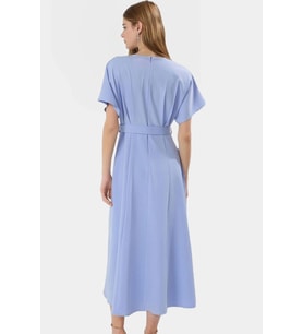 Rahat Yazlık A Line Elbise Kısa Yarasa Kol Polyester Dokuma Kumaş Zarifane Tasarım