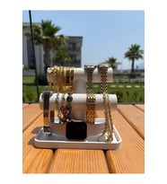 2 Katlı Takı Organizer Düzenleyici T Stand Bileklik & Saat Standı Beyaz