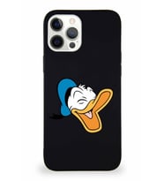Apple iPhone 12 Pro Max Soft Premier Kapak Donald Duck-E Tasarımlı Silikon Kılıf - Siyah (Şeffaf)