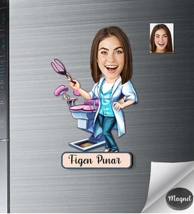 Kişiye Özel Doğum Doktoru Kadın Ahşap Magnet -1