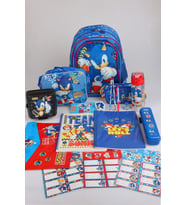 x Dekomus "Speed Force Collection" Lisanslı Sonic Premıum Kırtasiye Seti Okul,Kalem ve Beslenme Çantası,A4 Defter,Matara,Beslenme Kabı