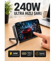 240W Type-C Telefon Standlı Örgülü Şarj ve Data Kablosu