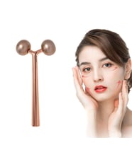 Metal Yüz Masaj Aleti Face Yoga Guasha 3D Roller Graston Aparatı Altın Renk