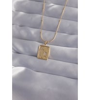 316L Çelik Zincir Gold Renk Zirkon Taşlı Ay Yıldız Figürlü Tarot Kolye (Altın)