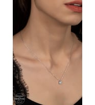 SWAROVSKİ CRYSTAL TEK TAŞ  925 AYAR GÜMÜŞ KOLYE