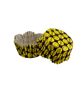 Cupcake Kalıbı Pet Kapsül Dalgalı Sarı Emoji Kek Kalıbı 65X38 MM (100 Adet)