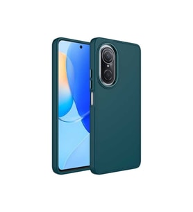 Huawei Nova 9 SE Uyumlu Kılıf Metal Çerçeve ve Buton Tasarımlı Silikon Zore Luna Kapak (Koyu Yeşil)