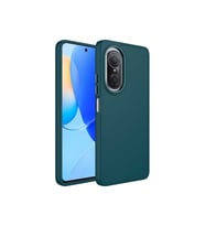 Huawei Nova 9 SE Uyumlu Kılıf Metal Çerçeve ve Buton Tasarımlı Silikon Zore Luna Kapak (Koyu Yeşil)