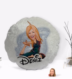 BK Gift Kişiye Özel İsimli Kadın Yoga Karikatürlü Yuvarlak Dekoratif Kırlent Yastık-2