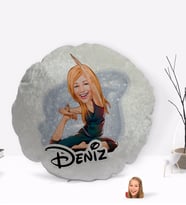 BK Gift Kişiye Özel İsimli Kadın Yoga Karikatürlü Yuvarlak Dekoratif Kırlent Yastık-2