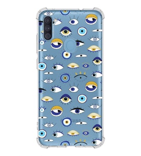 PrintiFy Samsung Galaxy M11 Uyumlu Nazar Boncuğu 2 Baskılı Şeffaf Köşe Korumalı Antişok Kılıf