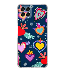 PrintiFy Samsung Galaxy M33 Uyumlu Retro Color 3 Baskılı Şeffaf Köşe Korumalı Antişok Kılıf