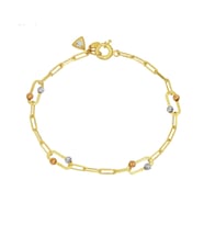 Barika Jewelry Kadın 14 Ayar Altın Dorika Toplu Ataş Zincirli Bileklik