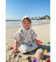 Eylülce Butik Organik Müslin Panço Bebek Çocuk Plaj Panço %100 Pamuk Oeko-Teks Sertifikalı Kumaş (Pamuk Beyaz)