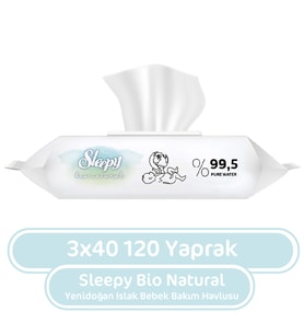 Sleepy Bio Natural Yenidoğan Islak Mendil 40x3 120 Yaprak