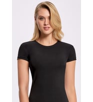 Likralı Yuvarlak Yaka Kadın T-shirt  10 Adet Siyah