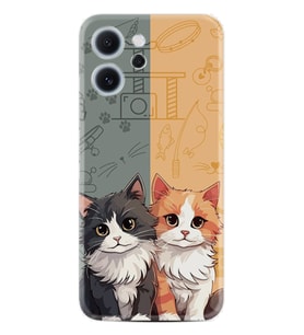 Oppo Reno 14F Kılıf Boutique Baskılı Resimli İkiz Kediler Pcode -086