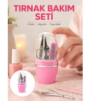 Tırnak Bakım Manikür Pedikür Seti 4 Parça Pembe Minimal ve Dayanıklı Yeni Nesil