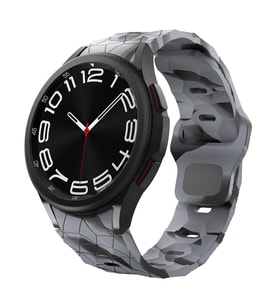 Lexroo Galaxy Watch 5 40mm KRD-116 20mm Futbol Desenli Spor Tasarımlı Silikon Kordon - Siyah-Gri