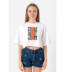 Love Death Robots Orange Beyaz Kadın Crop Tshirt