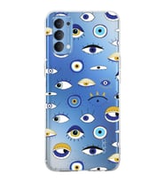 PrintiFy Oppo Reno 4  ile Uyumlu 1mm Slim Fit Nazar Boncuğu 2 Baskılı Şeffaf  Kılıf