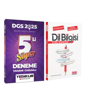 Yediiklim 2025 DGS Tamamı Çözümlü Süper 5 li Deneme ve AKM Dil Bilgisi Soru Bankası Seti 2 Kitap