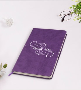 BK Gift Kişiye Özel İsimli Mor Termo Deri Defter Model 3