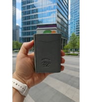 NEWİSH POLO RFİD ÖZELLİKLİ PATLI MEKANİZMALI CÜZDAN KARTLIK - DOKULU SUNİ DERİ (Gri)
