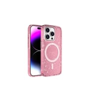 Apple iPhone 15 Pro Max Uyumlu Kılıf M-safe Şarj Özellikli Parlayan Simli Saydam Renkli Zore Allstar Kapak (Pembe)