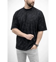 Erkek Premium Tişört OSY Yumuşak Dokulu Yıkamalı Oversize T-Shirt - Siyah