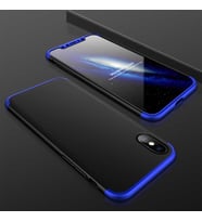 Apple iPhone X Kılıf Zore Ays Full Koruma Kılıf (Siyah-Mavi)