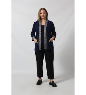 Parlak Detaylı Garnili Büyük Beden Blazer Ceket