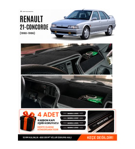 RENAULT 21 CONCORDE (1990-1996) Uyumlu Torpido Örtüsü Torpido Kılıfı - Siyah Gri