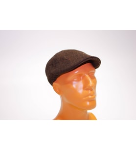 Erkek Şapka Driver Kasket Flat Cap Su Tutmaz Yünlü Tweed Plate Kahverengi Solognac