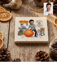 Kişiye Özel Karikatürlü Erkek Fizyoterapist Bardak Altlığı Tıp Bayramı Hediyesi