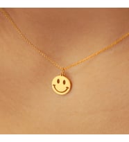 Gülen Surat Emoji 14 Ayar Altın Kolye