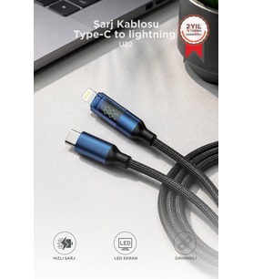 Torima Şarj Kablosu Type-C to Lightning 27W Data Kablo U22 Siyah