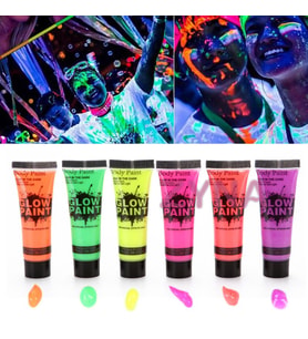 Neonlu Glow Parti Yüz Boyası 6 Renk 6 Adet