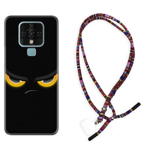 Tecno Camon 16 18P Pova Kılıf Boyun Asklı Rasta Silikon Black Eyes 1644