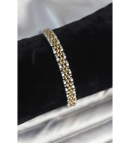 316L Çelik 7 mm Kalınlıkta Gold ve Gümüş Renkli Erkek Bileklik