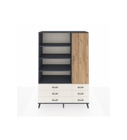 Hyperion Dolap 8 Raflı 6 Çekmeceli Tek Kapaklı  132x44x195 Antrasit-Çam/Aytaşı