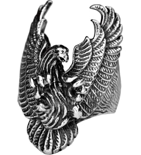 Erkekler için Sterling Gümüş Yüzük - Büyük ve Ağı Heavy Phoenix Ölüm Kafası Biker Yüzüğü