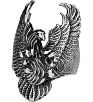 Erkekler için Sterling Gümüş Yüzük - Büyük ve Ağı Heavy Phoenix Ölüm Kafası Biker Yüzüğü