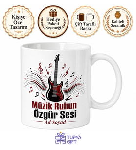 Rock Müzik Temalı Baskılı Kupa Bardak Hediye Rockçıya Özel Tasarım Mug