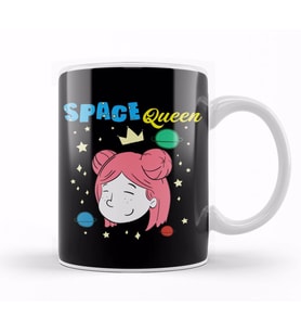 Cute Space Queen Exploring Outer Space Astronaut Kupa Bardak Porselen