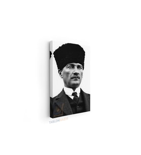 Dikey Kanvas Tablo Salon Duvar Tablosu Sb Kalpaklı Atatürk Yeni Ev Hediyesi Ofis Tablosu